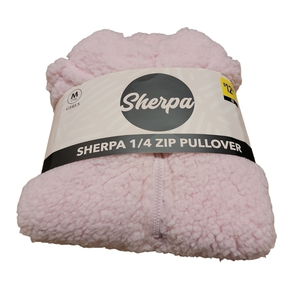 Sherpa girls size medium pink 1/4 zip pullover pink soft and cozy New! - Picture 1 of 7